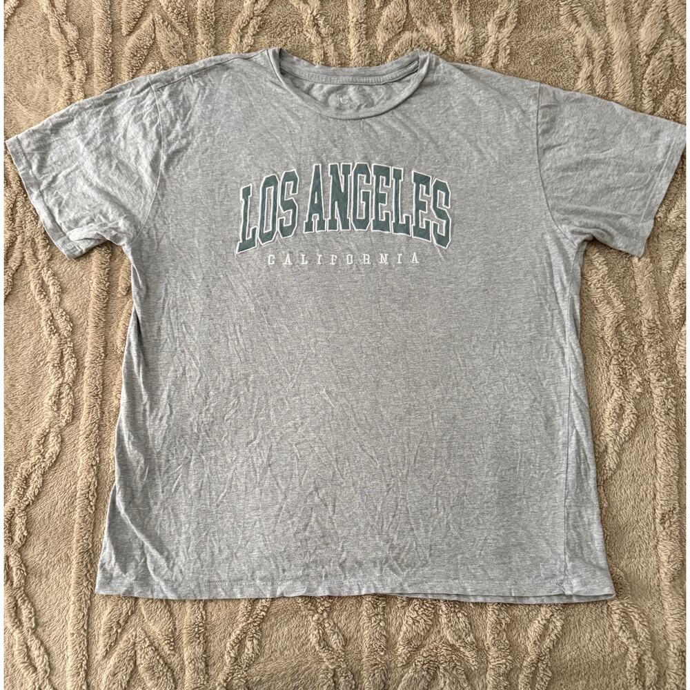 Organic Generation LA California Graphic Tee Gray Large Oversized Top